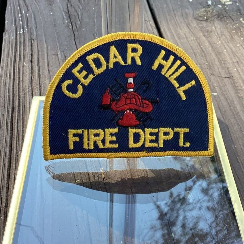Vintage Fire Department Texas Embroidered Patch‎ Navy Blue Yellow Arch
